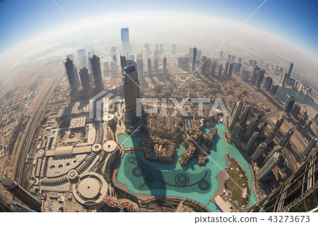 Aerial view of Downtown Dubai from Burj Khalifa, Dubai, United Arab Emirates. Aerial view of Downtown Dubai from Burj Khalifa, Dubai, United Arab Emirates. 43273673