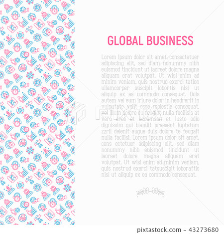 Global business concept with thin line icons 43273680
