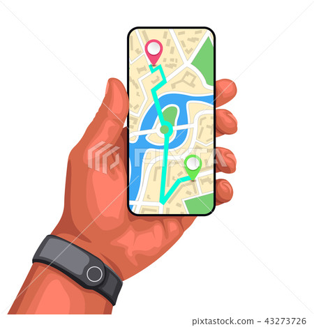 hand holding smartphone with navi 43273726