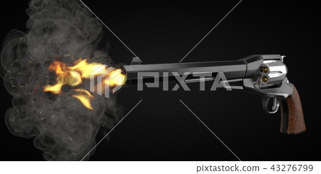 long barrel revolver design with modern looking hard cut edges. 3d illustration. 43276799