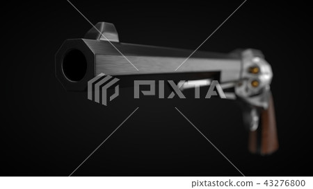 long barrel revolver design with modern looking hard cut edges. 3d illustration. 43276800