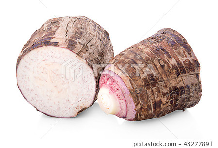Taro, sliced of taro isolated on white background Taro, sliced of taro isolated on white background 43277891