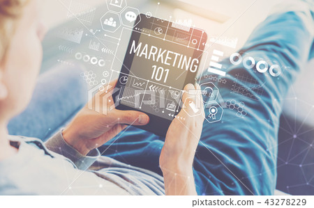 Marketing 101 with man using a tablet Marketing 101 with man using a tablet 43278229