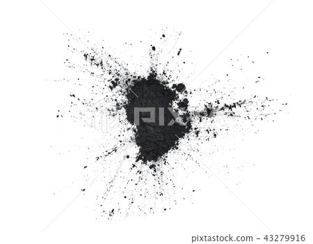 Top view of charcoal on a white background 43279916