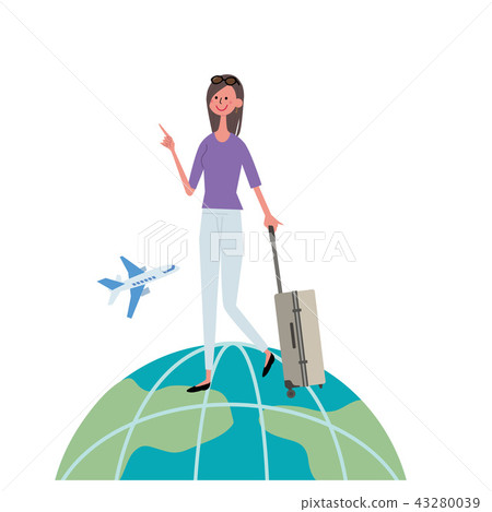 Illustration of women traveling abroad Illustration of women traveling abroad 43280039