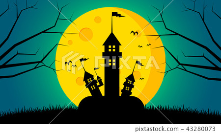 Castle on ground front the moon Castle on ground front the moon 43280073