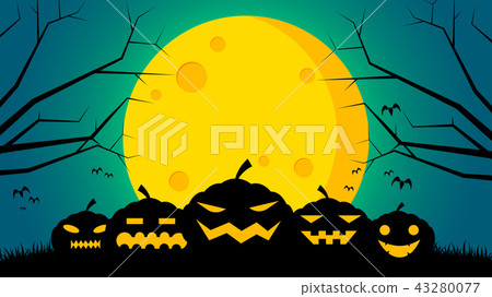 Pumpkin on ground front the moon Pumpkin on ground front the moon 43280077