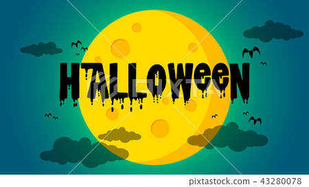 Halloween and bats front the moon Halloween and bats front the moon 43280078