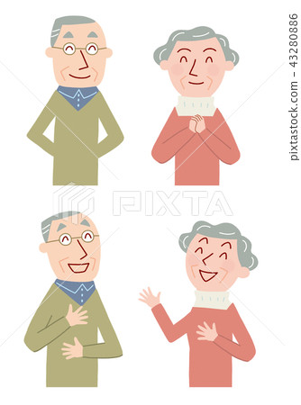 老年人的面部表情 43280886