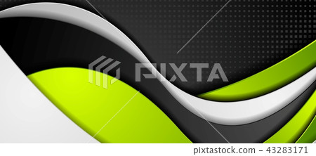 Green black grey abstract wavy corporate banner - Stock Illustration ...