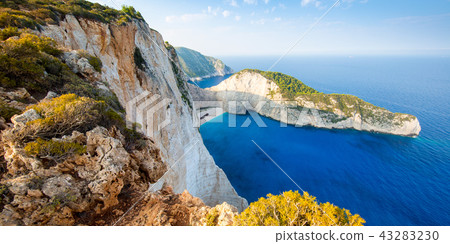 Shipwreck beach. Navagio Beach at sunset on Zakynthos, Greece. 43283230