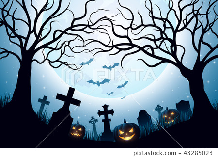 Halloween background with pumpkins 43285023
