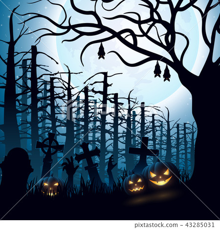 Halloween night background with hanging bat - Stock Illustration ...
