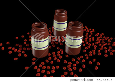 Illustration of supplements (black background) 43285307