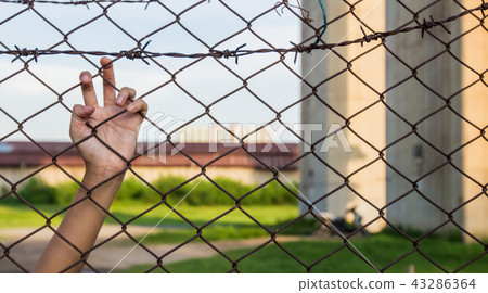 Hand catch on the grille 43286364