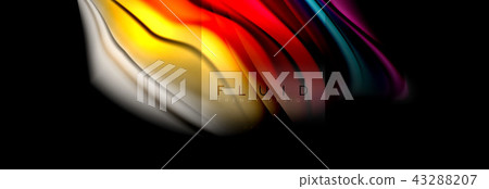 Rainbow fluid abstract shapes, liquid colors design, colorful marble or plastic wavy texture 43288207