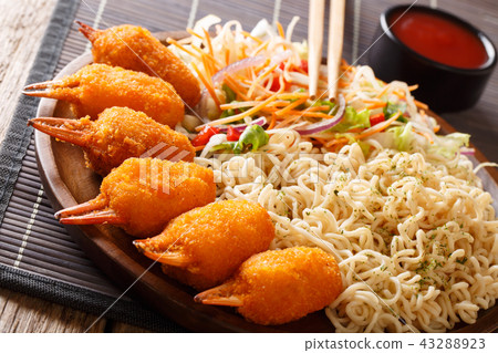 fast food crab claws in breading with egg noodles fast food crab claws in breading with egg noodles 43288923