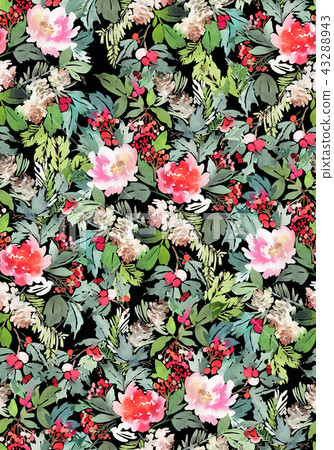Seamless watercolor Christmas pattern - Stock Illustration [43288943 ...