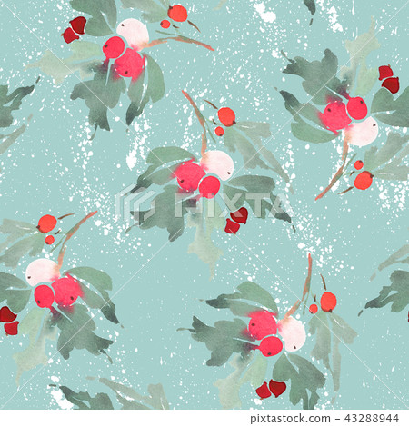 Seamless watercolor Christmas pattern - Stock Illustration [43288944 ...