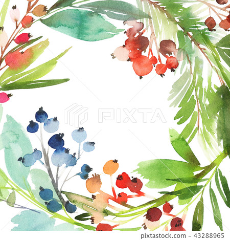 Christmas watercolor postcard. 43288965