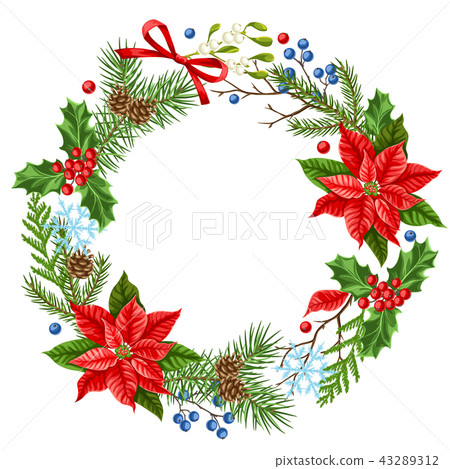 Decorative frame with winter plants. 43289312