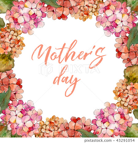 Watercolor red and yellow gortenzia flower. Floral botanical flower. Frame border ornament square. Watercolor red and yellow gortenzia flower. Floral botanical flower. Frame border ornament square. 43291054