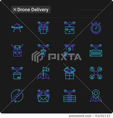 Drone delivery thin line icons set - Stock Illustration [43292133] - PIXTA