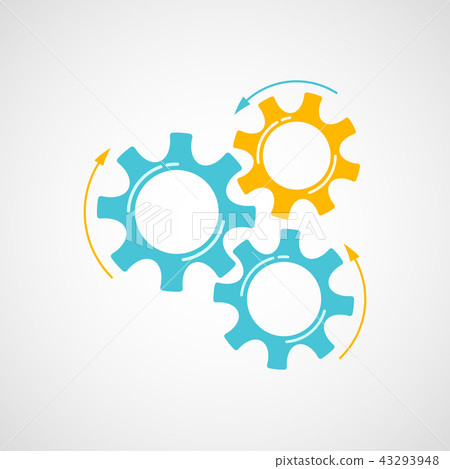 Mechanical cog and gear graphic in blue and orange 43293948