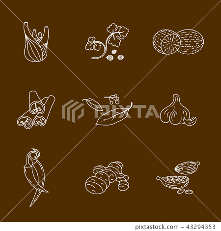 Spices set, contour icons Spices set, contour icons 43294353