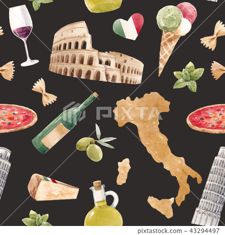 Watercolor italian pattern Watercolor italian pattern 43294497