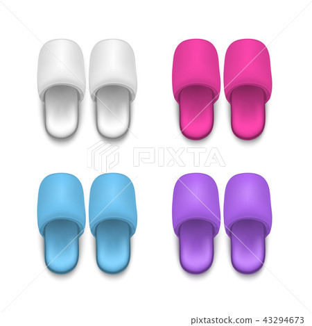Realistic Detailed 3d Template Blank Color Home Slippers Mock Up. Vector Realistic Detailed 3d Template Blank Color Home Slippers Mock Up. Vector 43294673