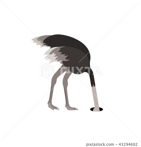 Cartoon Ostrich Bird Feeling Fear Flat Design. Vector Cartoon Ostrich Bird Feeling Fear Flat Design. Vector 43294682