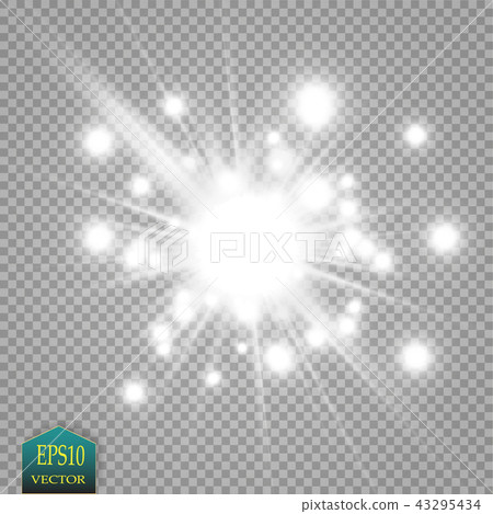 Glow light effect. Starburst with sparkles. 43295434