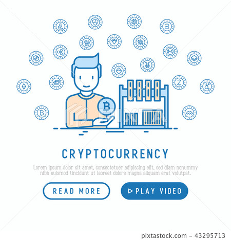 Cryptocurrency concept: man with mining farm 43295713