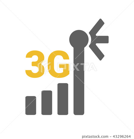 Flat 3g logo with mobile signal strength indicator Flat 3g logo with mobile signal strength indicator 43296264