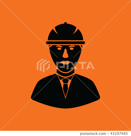 Icon of construction worker head in helmet 43297485