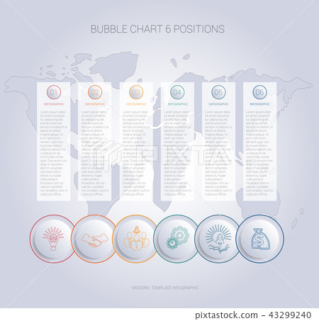 Infographics bubble chart template for 6 positions Infographics bubble chart template for 6 positions 43299240