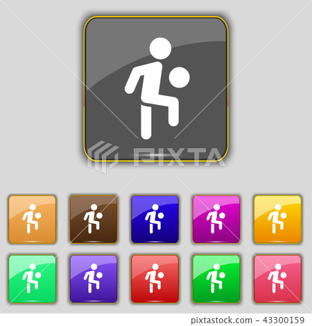 Soccer player icon sign. Set with eleven colored b 43300159