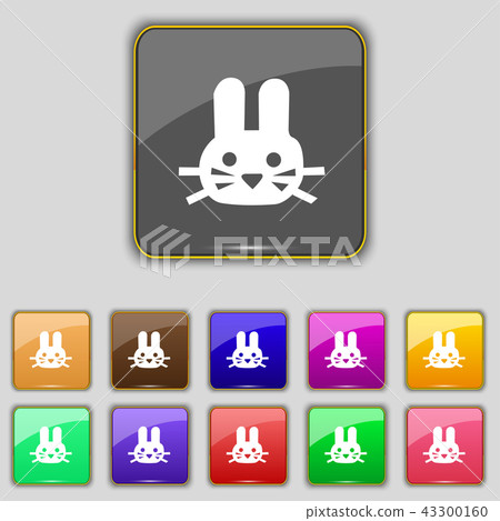 Rabbit icon sign. Set with eleven colored buttons 43300160