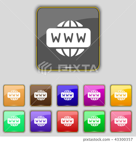 WWW icon sign. Set with eleven colored buttons for - Stock Illustration ...