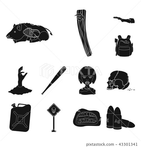 Zombies and Attributes black icons in set collection for design. Dead man vector symbol stock web 43301341