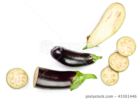 eggplant or aubergine isolated on white background with copy space for your text. Top view. Flat lay 43301446