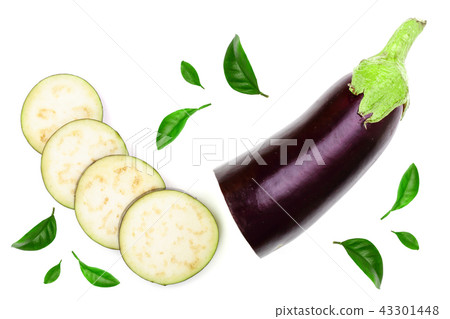 eggplant or aubergine isolated on white background. Top view. Flat lay pattern 43301448