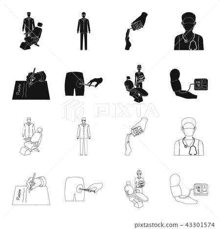 Intramuscular injection, prescription, Dentist, blood pressure measurement. Medicineset collection 43301574