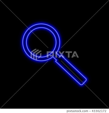 Magnifying glass neon sign. Magnifying glass neon sign. 43302172