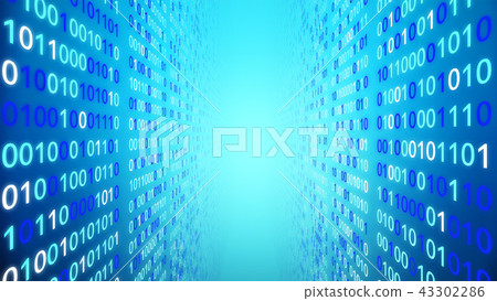 01 or binary data on the computer screen isolated on blue backgr 43302286