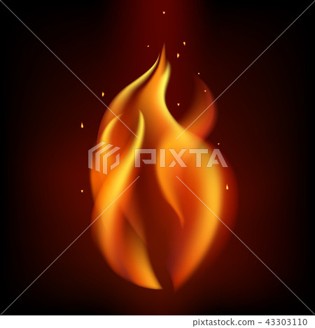 Red burning fire flame isolated on black... - Stock Illustration ...
