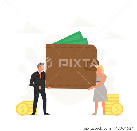 People hold a large purse. Concept of storage personal funds and online payments. Business People hold a large purse. Concept of storage personal funds and online payments. Business 43304524