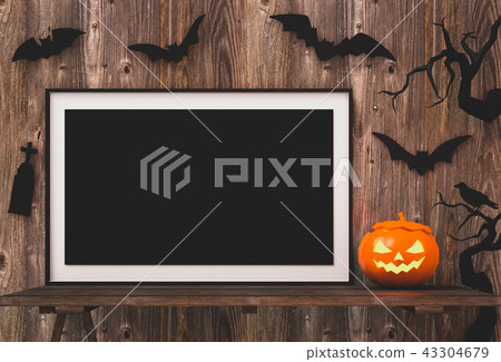 Halloween poster mock up in living room  43304679