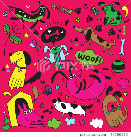Doodles with cute dogs Doodles with cute dogs 43306213